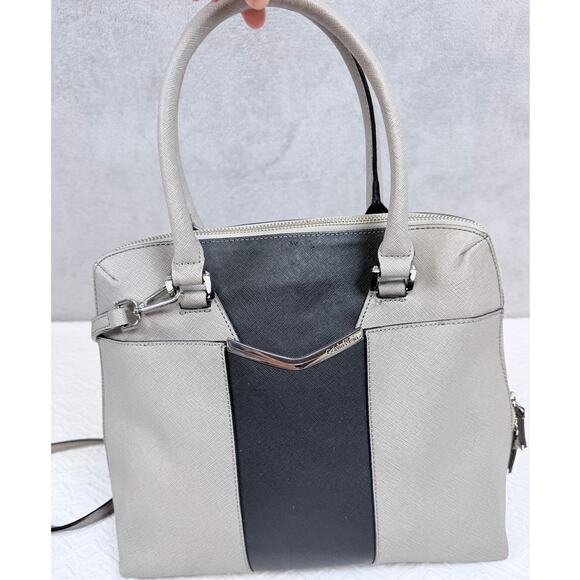 Calvin Klein Handbags - Calvin Klein Gray Black Saffiano Tote Shoulder Bag Crossbody Purse